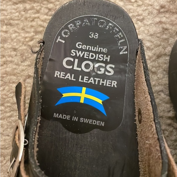 Genuine Swedish Clogs Real Leather Size 38 - Picture 2 of 4